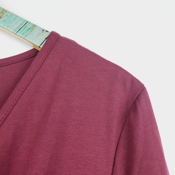 Styleworld Burgandy Faux Wrap Long Sleeve Dress XL - Picture 3 of 10